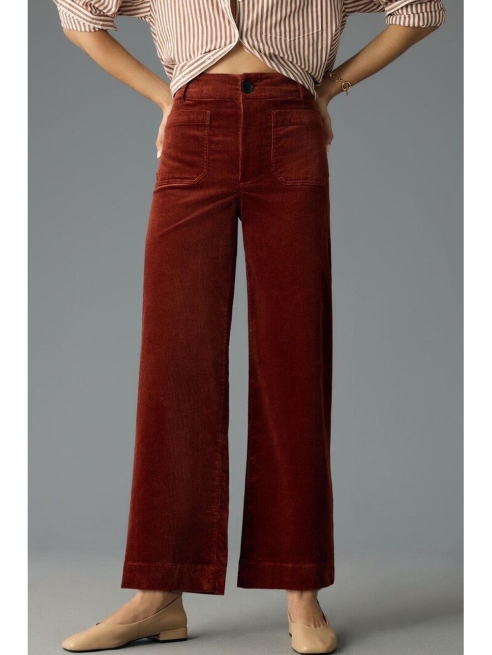 Maeve by Anthropologie The Colette Cinnamon Wide Leg Corduroy Pants Size 31